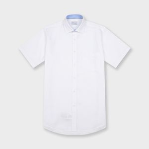 화이트 도비솔리드 모달폴리 반팔 일반핏 셔츠 YJ4MUR602WH