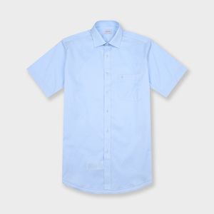 코튼/폴리 블루 솔리드 일반핏 셔츠 YJ4MUR600BL