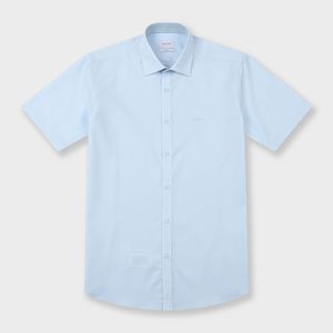 폴리 스트레치 배색 솔리드 슬림핏 셔츠 블루 YJ4MBS251BL