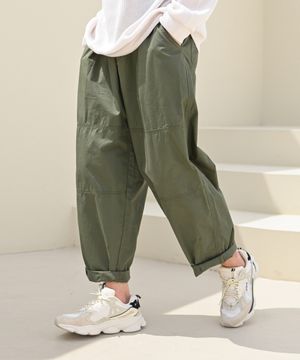 밴딩 핀턱 벌룬 와이드 카고 팬츠