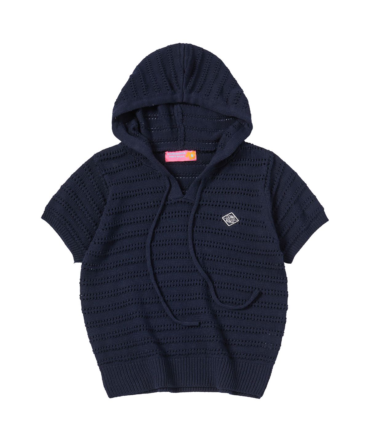꼬모니노즈(COMONINOZ) W NECK STRING KNIT [NAVY]