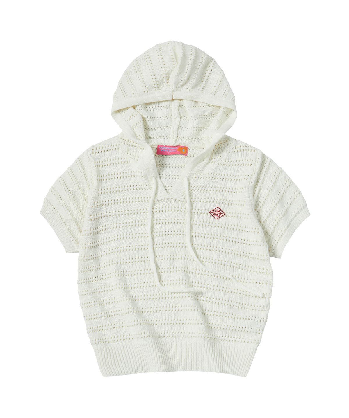 꼬모니노즈(COMONINOZ) W NECK STRING KNIT [IVORY]