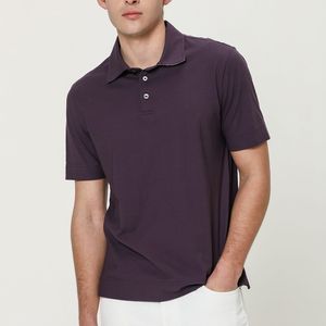 일본 수입원단 코튼 100 카라배색 티셔츠 퍼플 YJ4MTS470PP