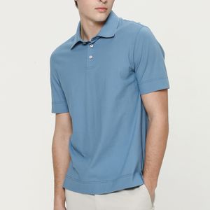 일본 수입원단 코튼 100 카라배색 티셔츠 블루 YJ4MTS470BL