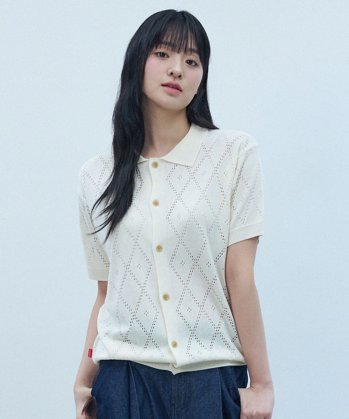 꼬모니노즈(COMONINOZ) CROCHET BUTTON CARDIGAN [IVORY]