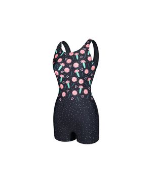 여성 선인장 U백 2부 반신수영복 블랙 RN-LS2F564-BK