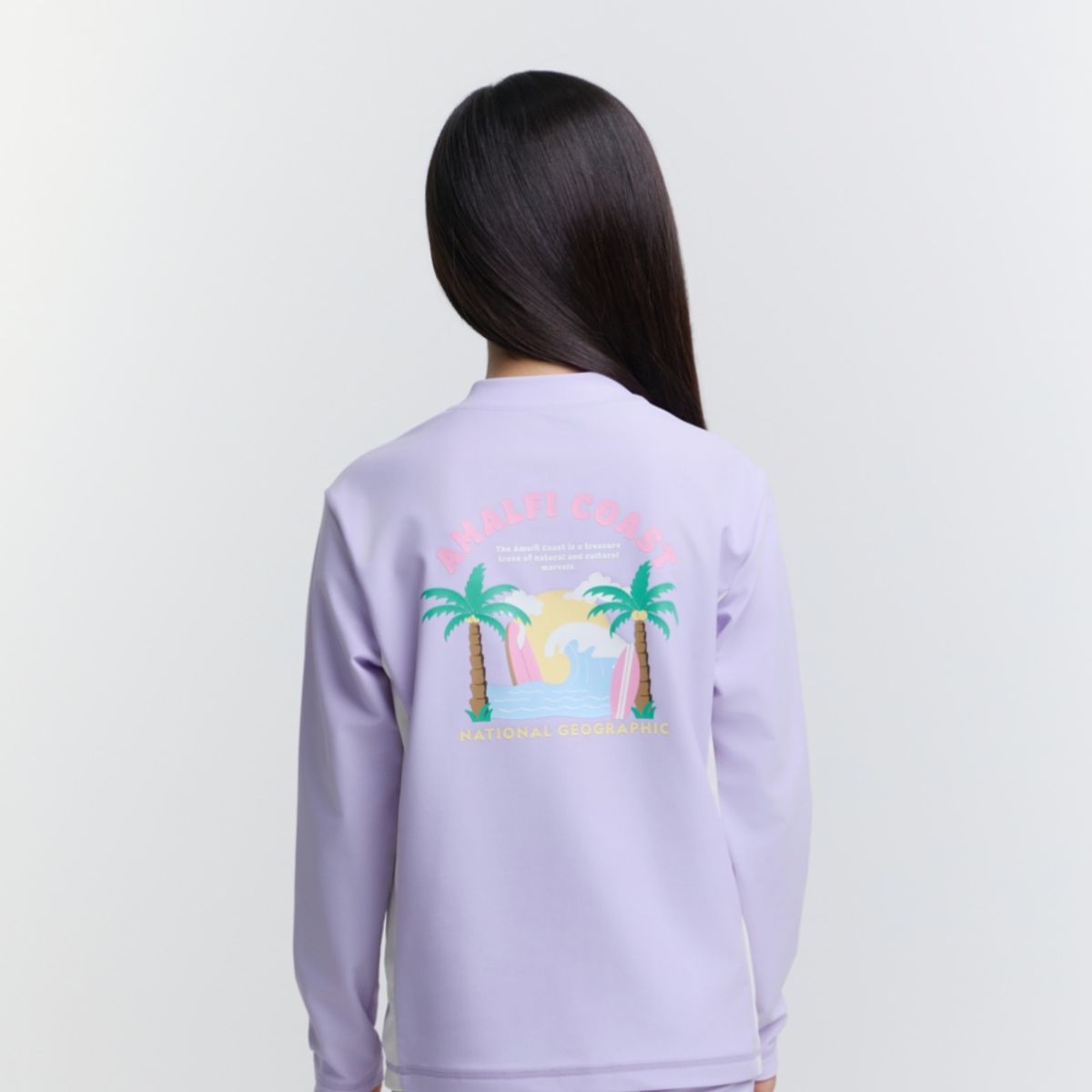 내셔널지오그래픽 키즈(NATIONAL GEOGRAPHIC KIDS) K252URG650 반집업 그래픽 래쉬가드 L/TEE LAVENDER