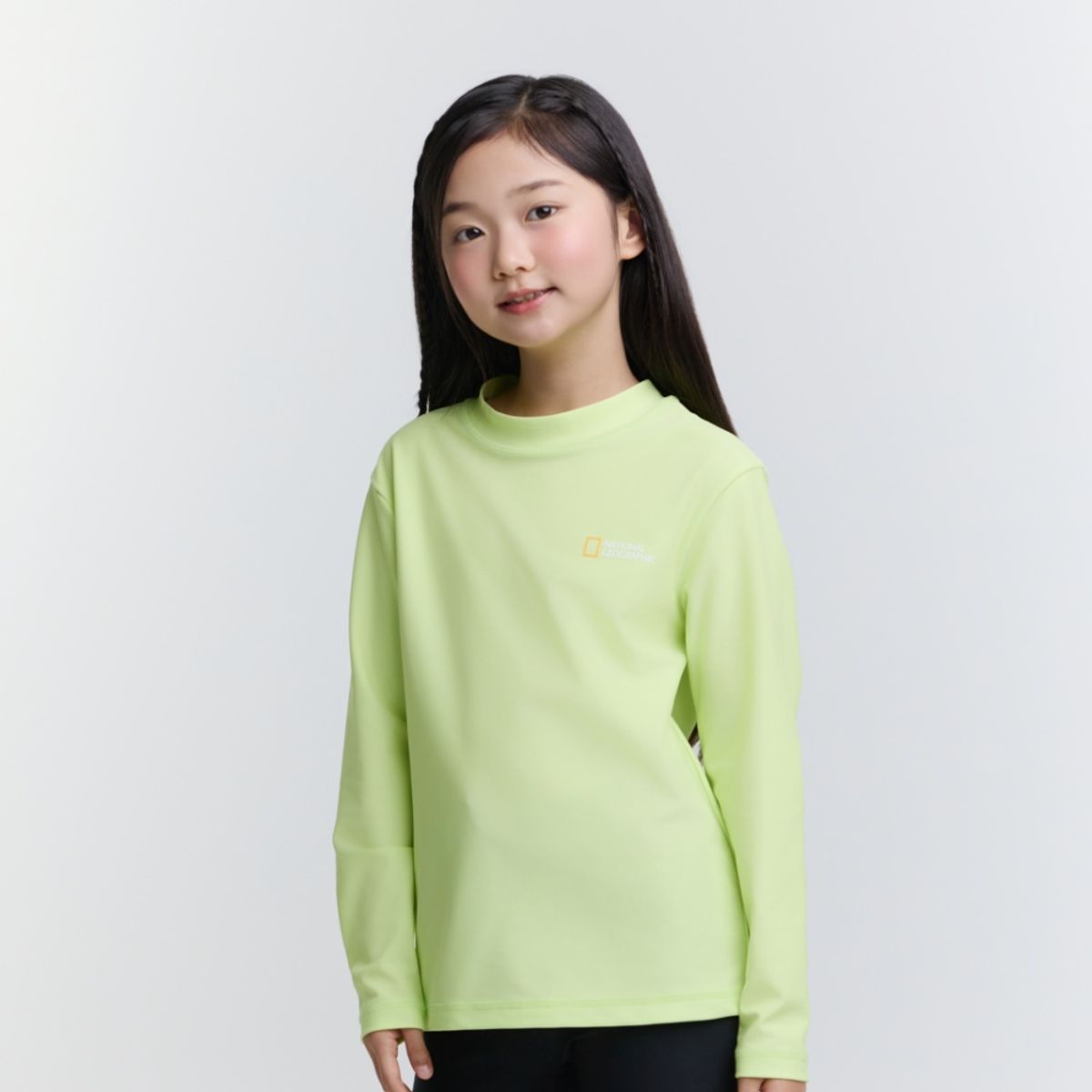 내셔널지오그래픽 키즈(NATIONAL GEOGRAPHIC KIDS) K252URG620 변형로고 래쉬가드 L/TEE LIME