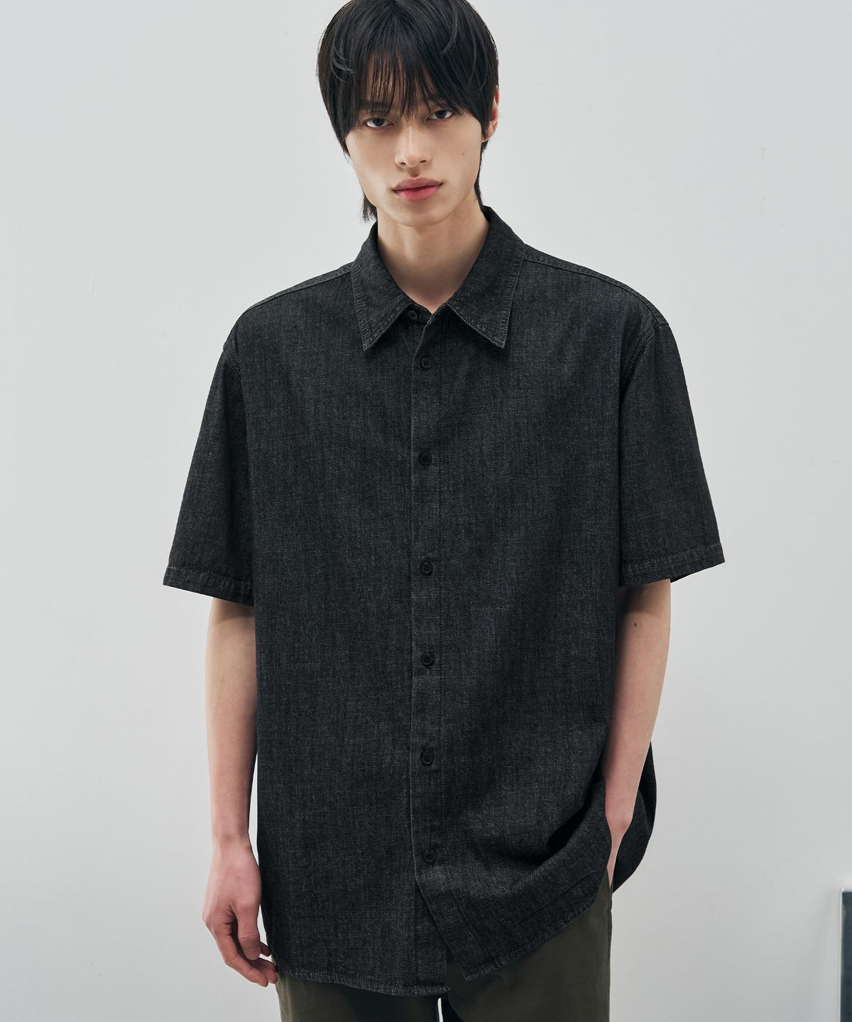 드로우핏(DRAW FIT) 하버 데님 하프 셔츠 [BLACK]