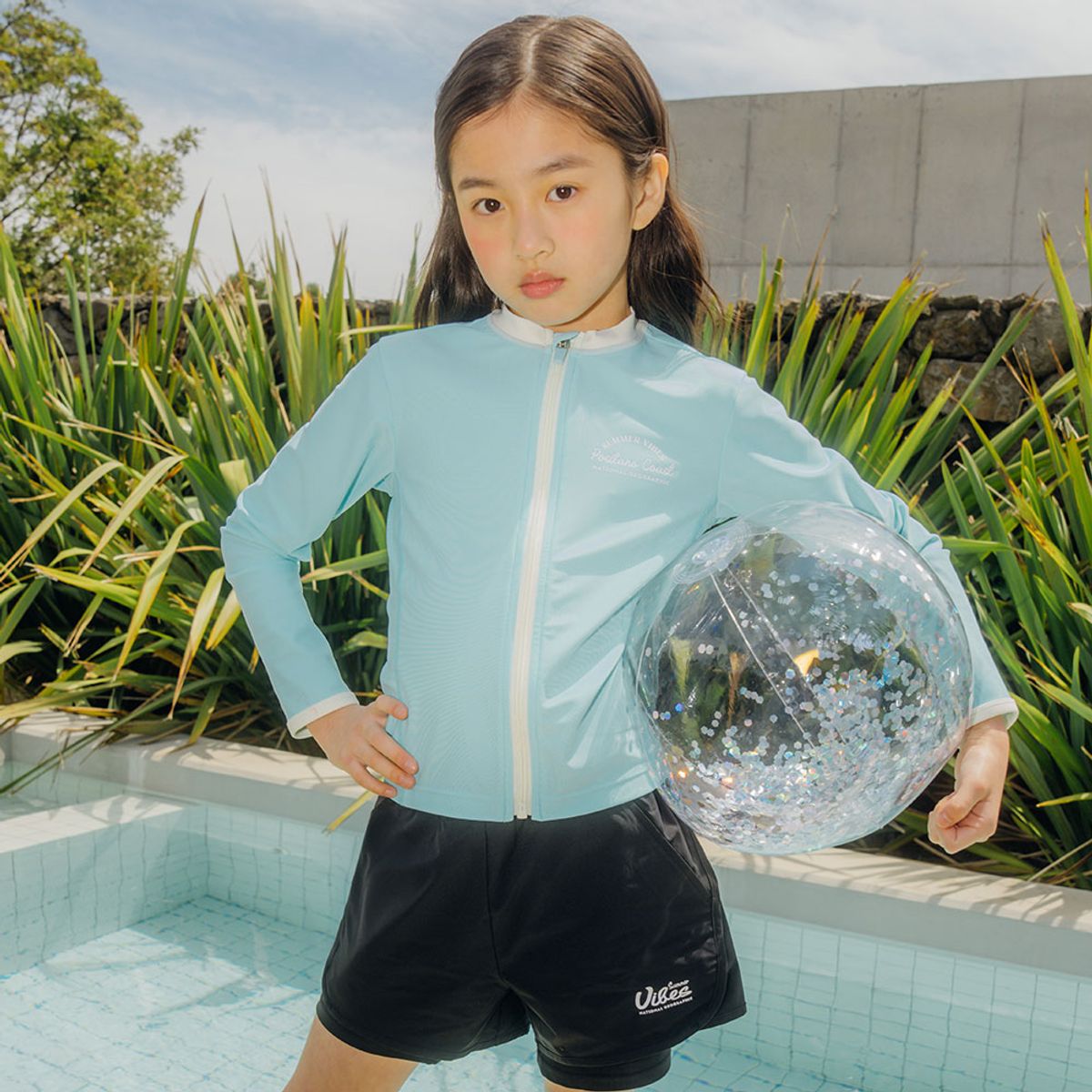 내셔널지오그래픽 키즈(NATIONAL GEOGRAPHIC KIDS) K252GRG620 여아 래쉬가드 집업 LIGHTMINT