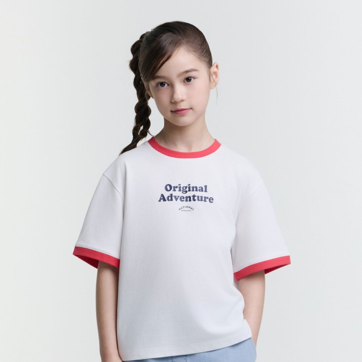 내셔널지오그래픽 키즈(NATIONAL GEOGRAPHIC KIDS) K252GTS930 여아 링거 반팔 WHITE