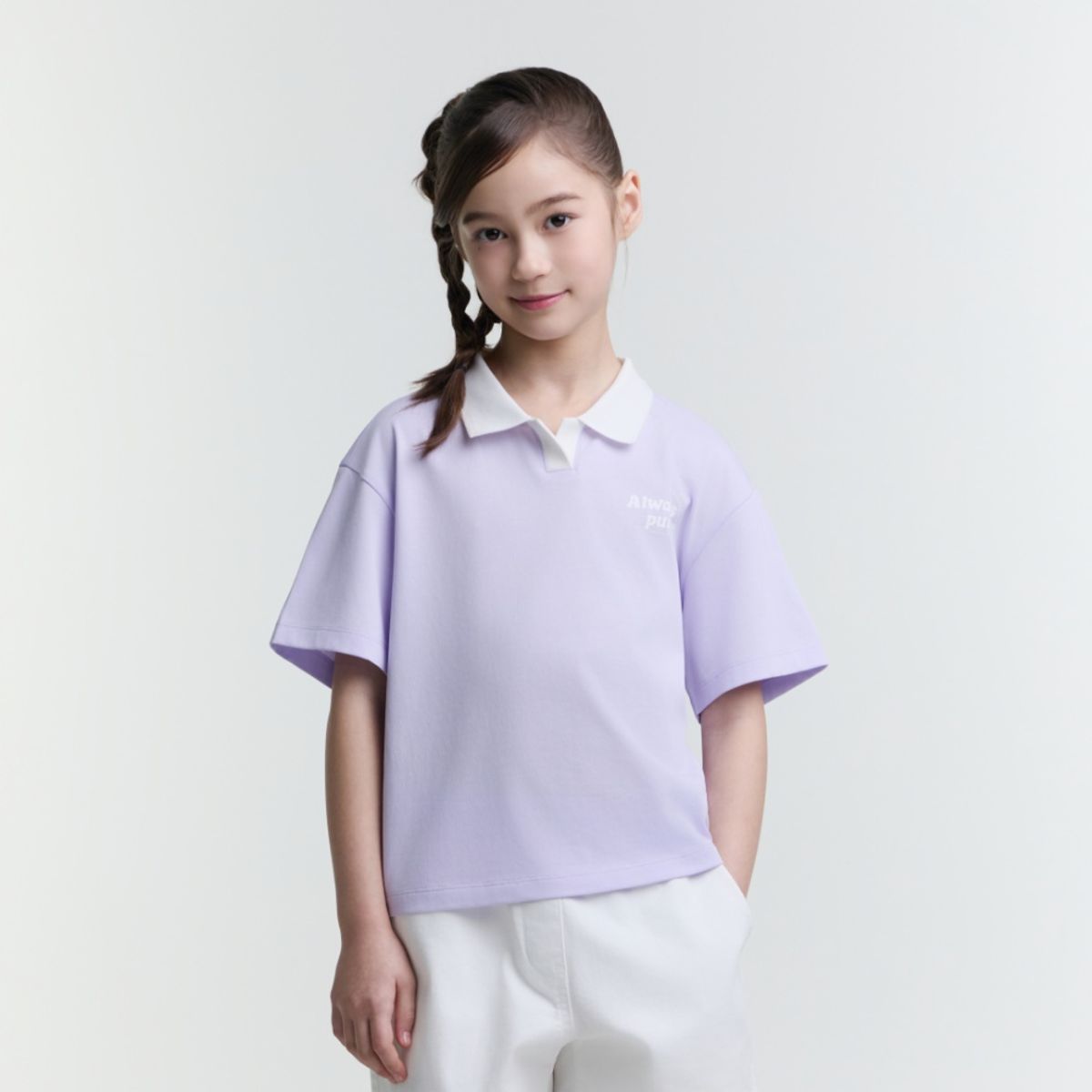 내셔널지오그래픽 키즈(NATIONAL GEOGRAPHIC KIDS) K252GPL910 여아 카라 반팔 LAVENDER