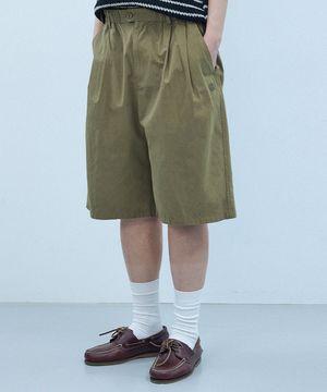 TWO TUCK BUTTON SHORT PANTS [KHAKI]