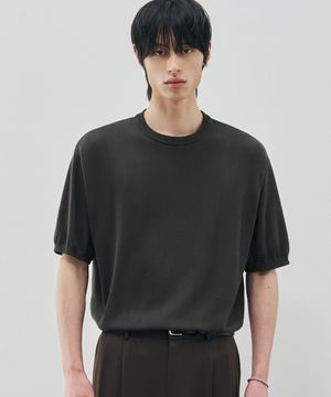 쿨링 모달 하프 라운드 니트 [CHARCOAL]