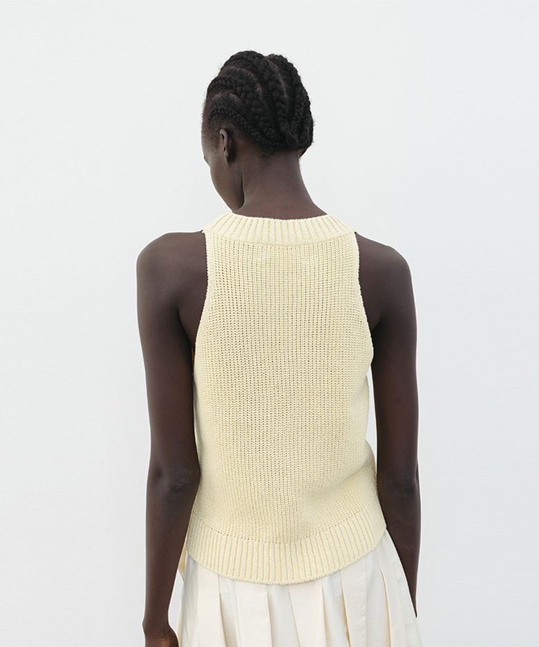 SUSTAINABLE PAPER HALTERNECK TOP_LIGHT YELLOW