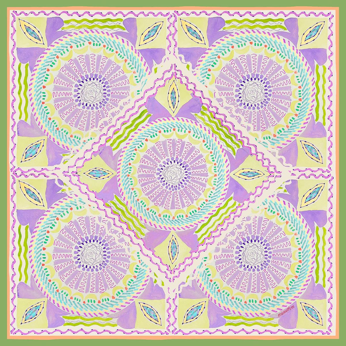 마레트라(MARAETHRA) Lunar Mandala Silk Square Scarf 루나 만달라 실크 스퀘어 스카프