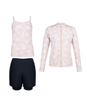 여성 모노 플라워 집업 래쉬가드 세트 베이지 RN-LS2F524-BG