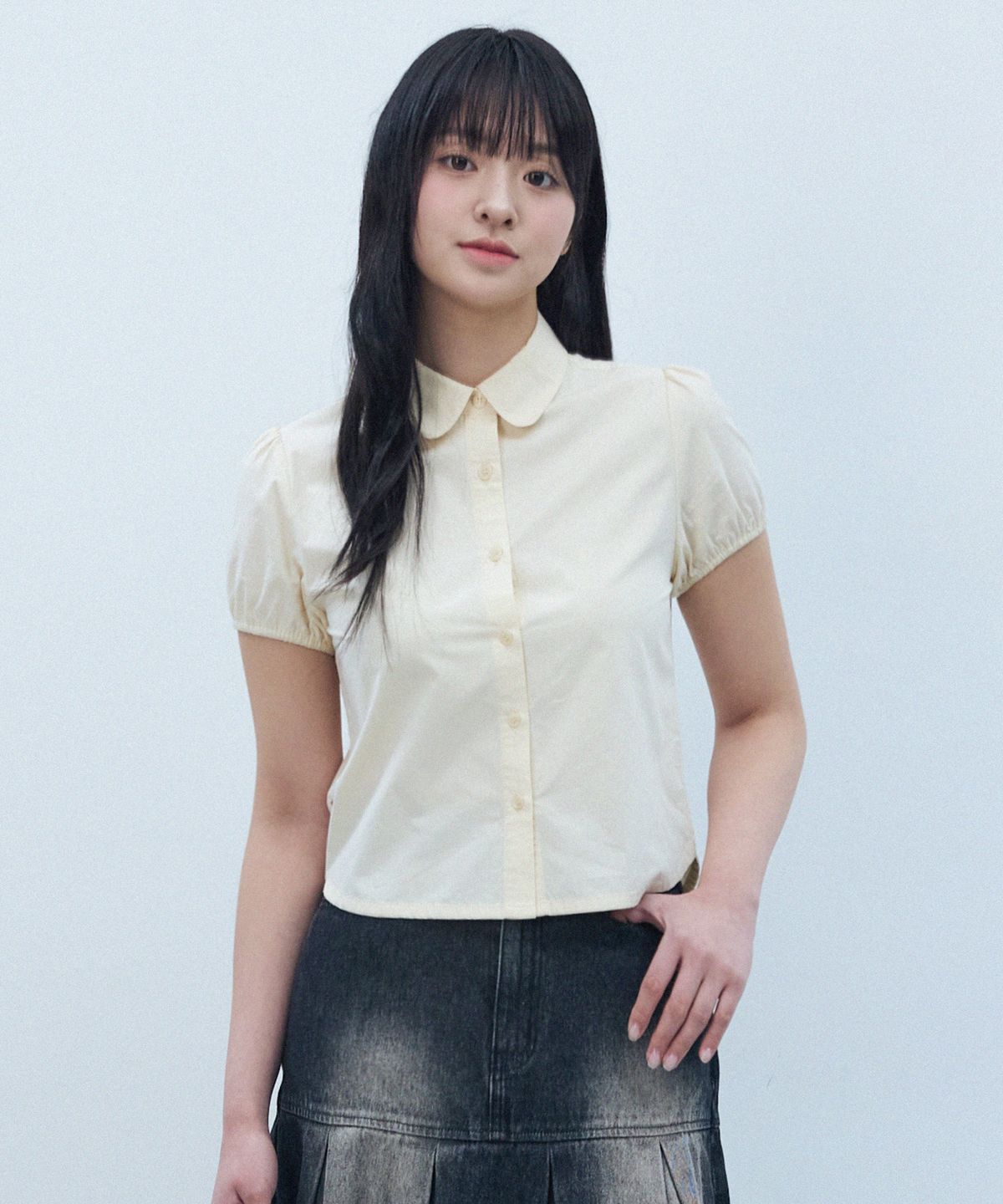 꼬모니노즈(COMONINOZ) W COMO PUFF SHIRT [CREAM]
