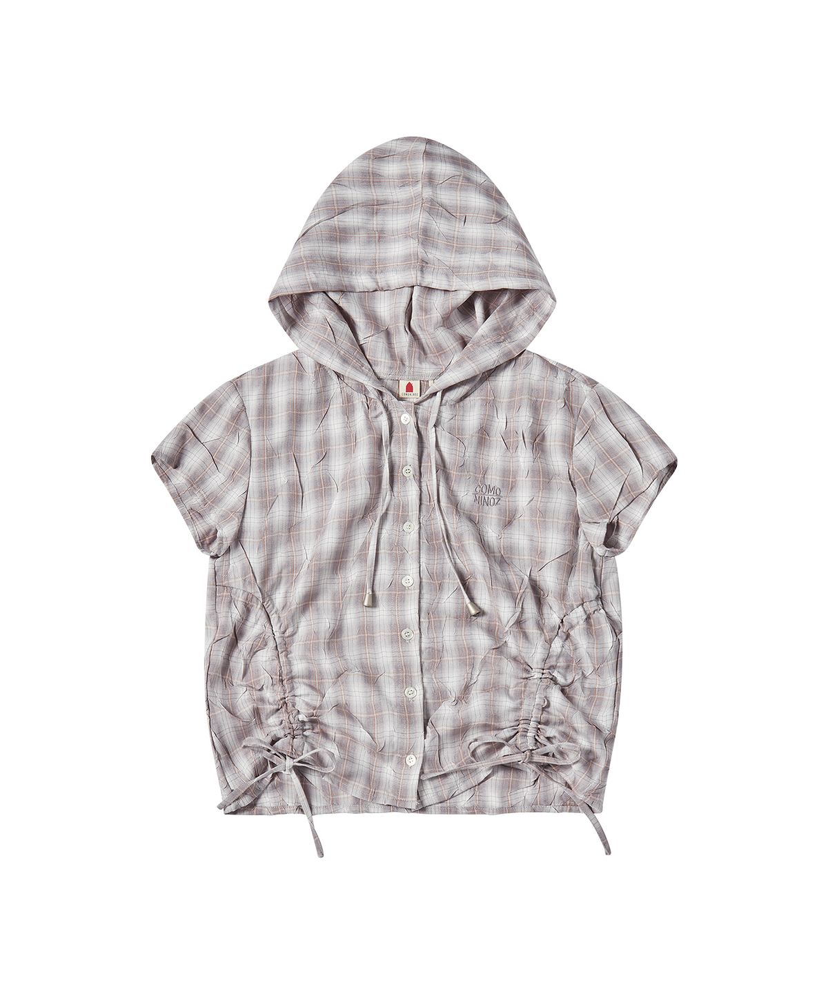 꼬모니노즈(COMONINOZ) W SIDE STRING HOOD TOP [GRAY]