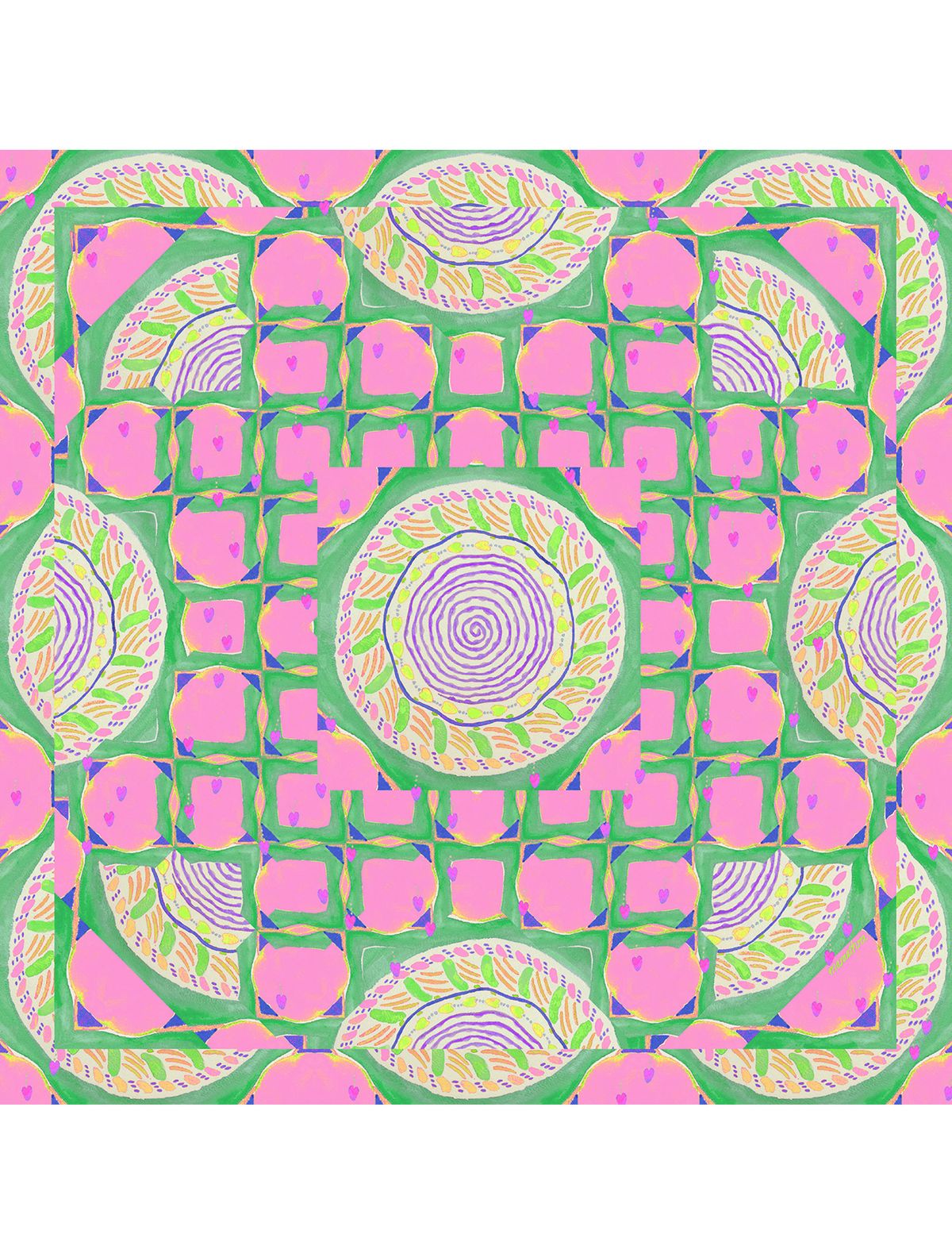 마레트라(MARAETHRA) Loving Swirl Cotton Square Scarf 러빙 스월 코튼 스퀘어 스카프