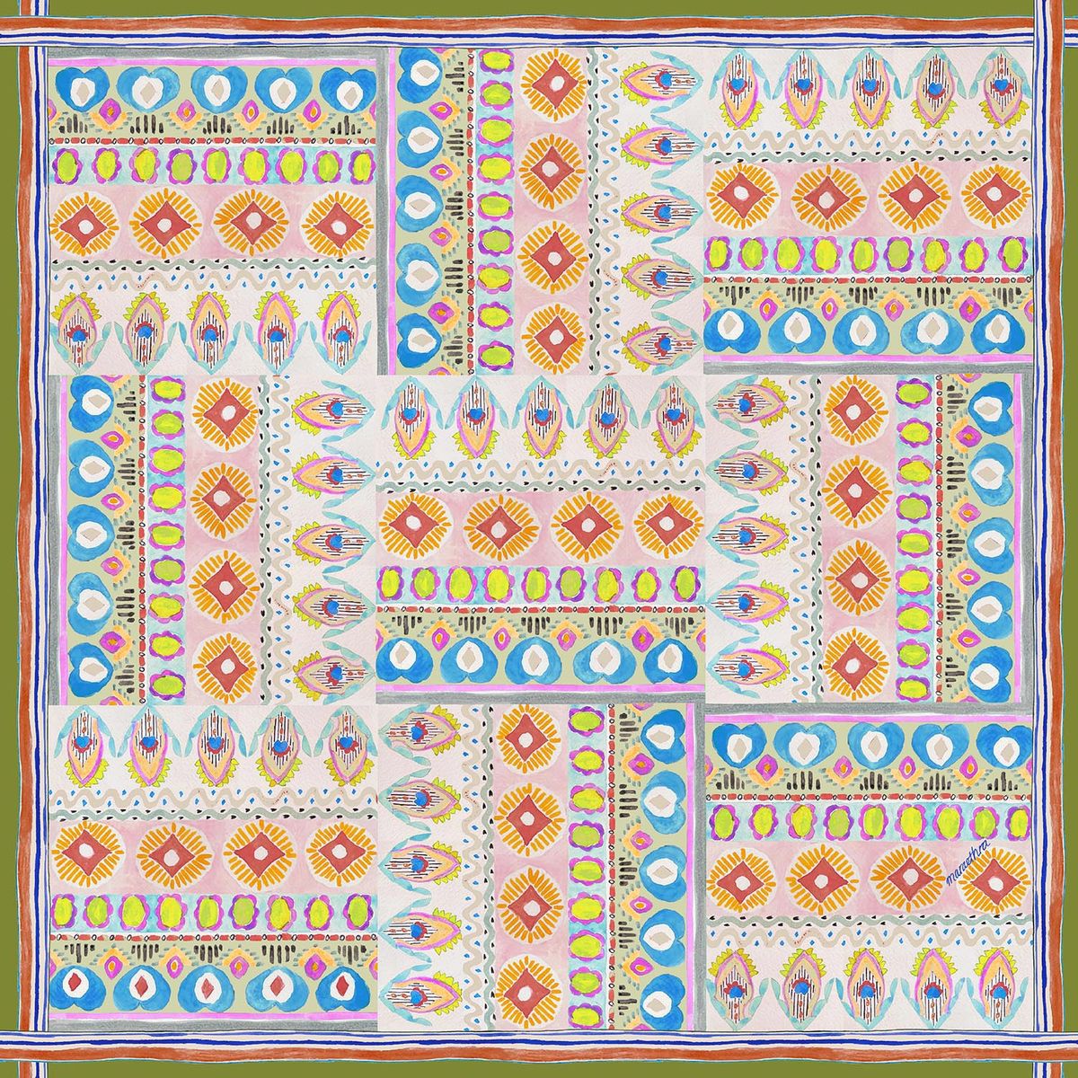 마레트라(MARAETHRA) Bohemian Echo Cotton Square Scarf 보헤미안 에코 코튼 스퀘어 스카프