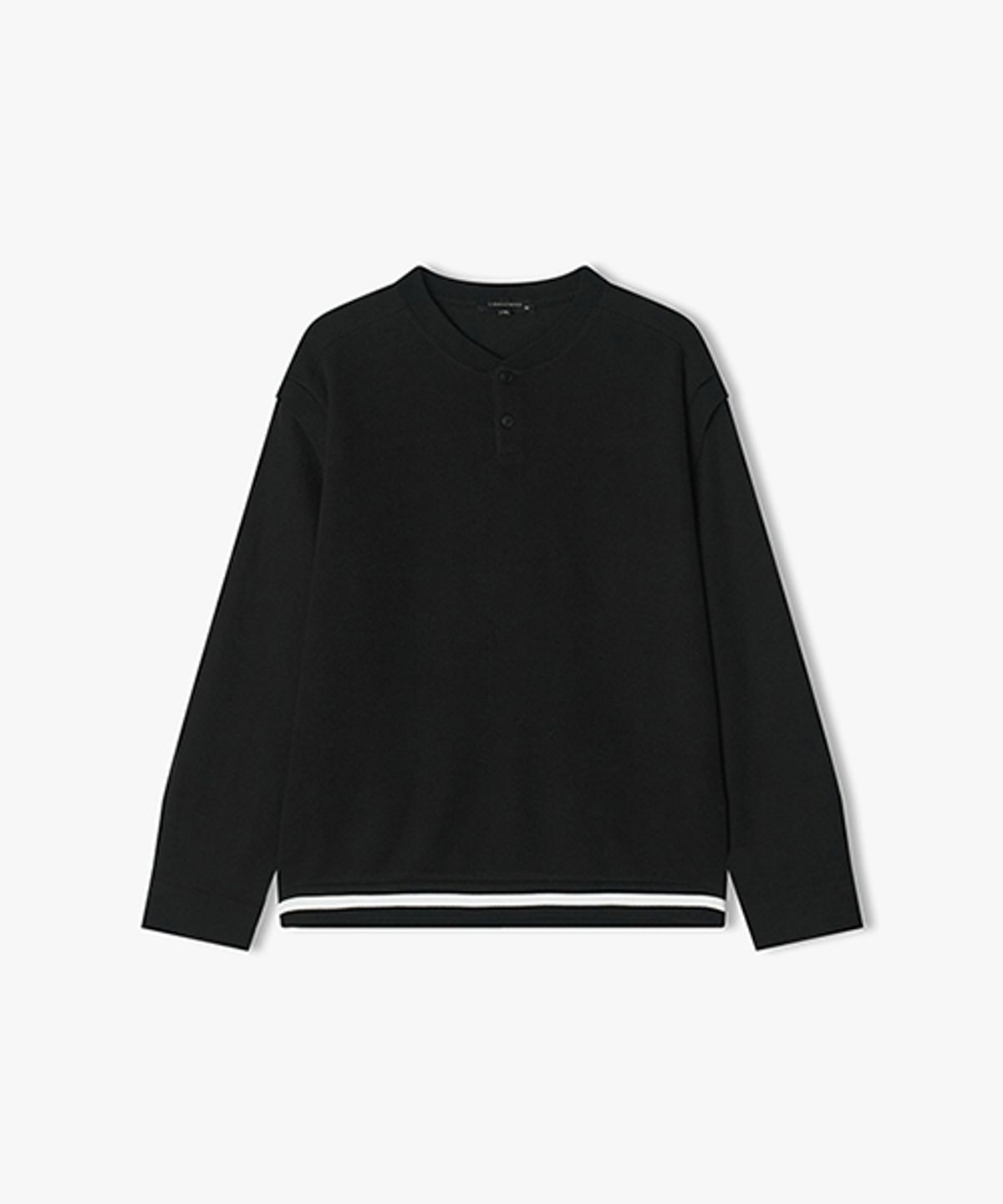 리버클래시(LIBERCLASSY) [25SS] LLS41506 블랙 헨리넥 텍스쳐 믹스 티셔츠