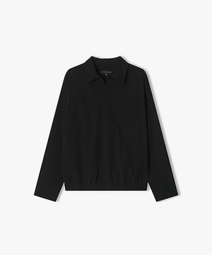 [25SS] LLS41510 블랙 오버핏 오픈칼라 밴딩 탑