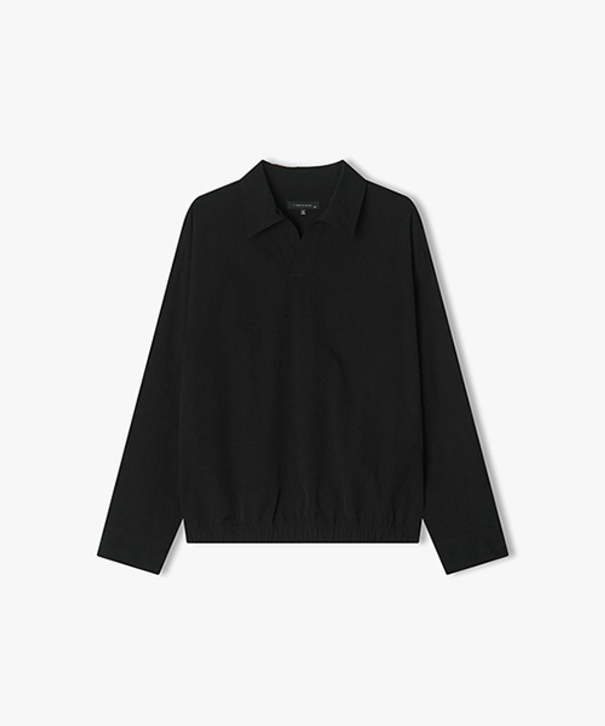 리버클래시(LIBERCLASSY) [25SS] LLS41510 블랙 오버핏 오픈칼라 밴딩 탑