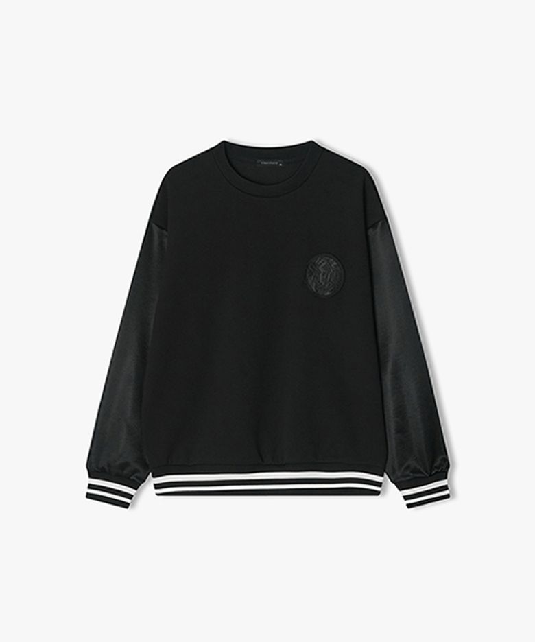 [25SS] LLS41503 블랙 글로시 슬리브 바시티 스폼셔츠
