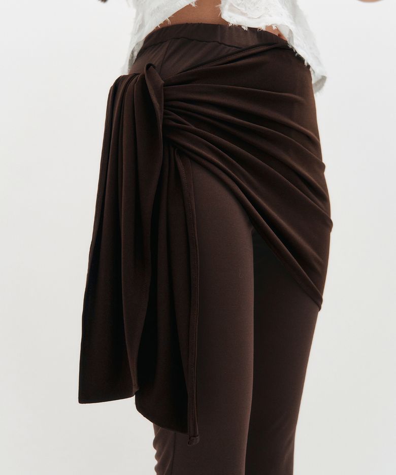 Layered Wrap Tie _ BROWN