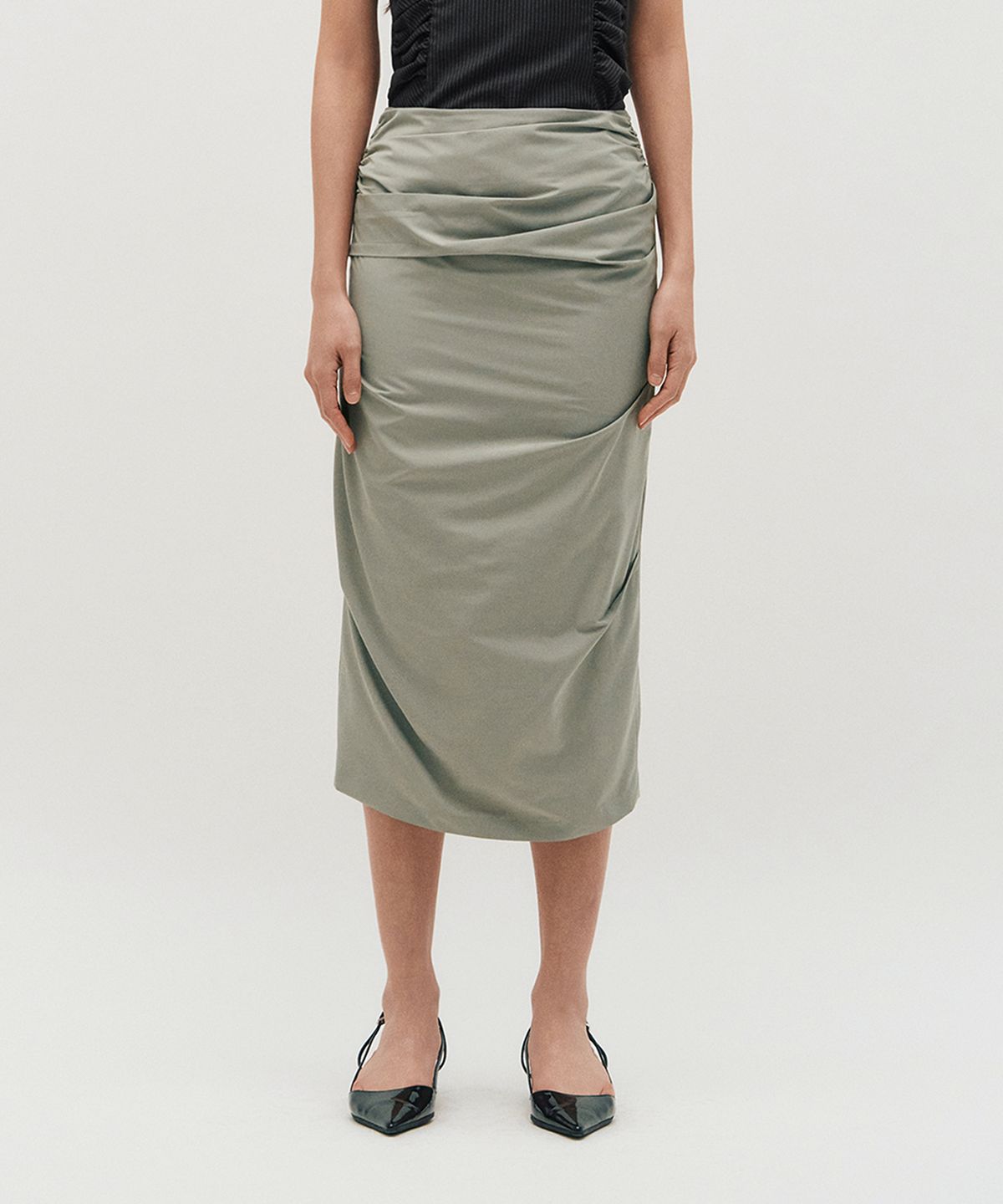 킴지수(KIMZISU) Draped Long Skirt _ GREY