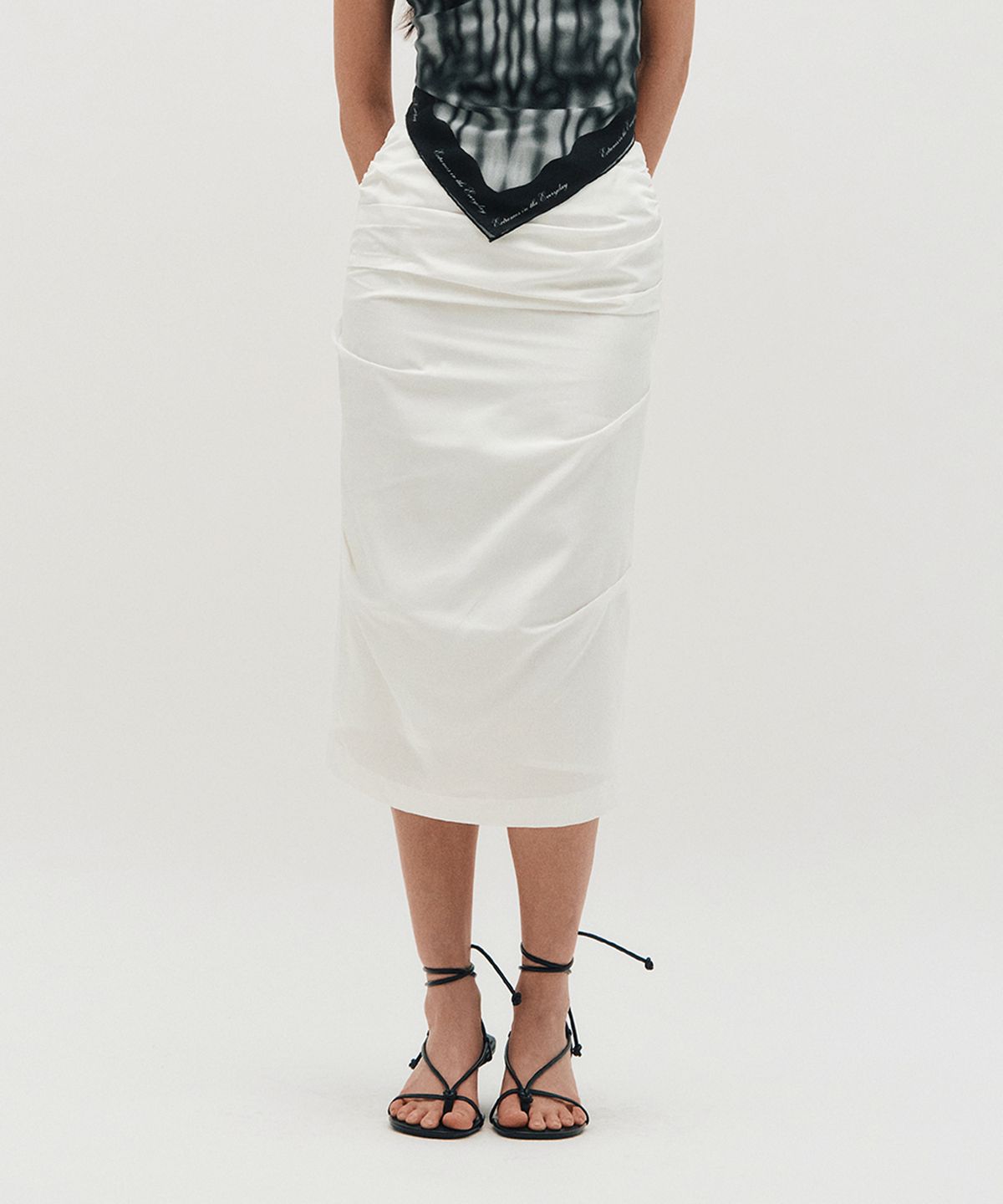 킴지수(KIMZISU) Draped Long Skirt _ WHITE