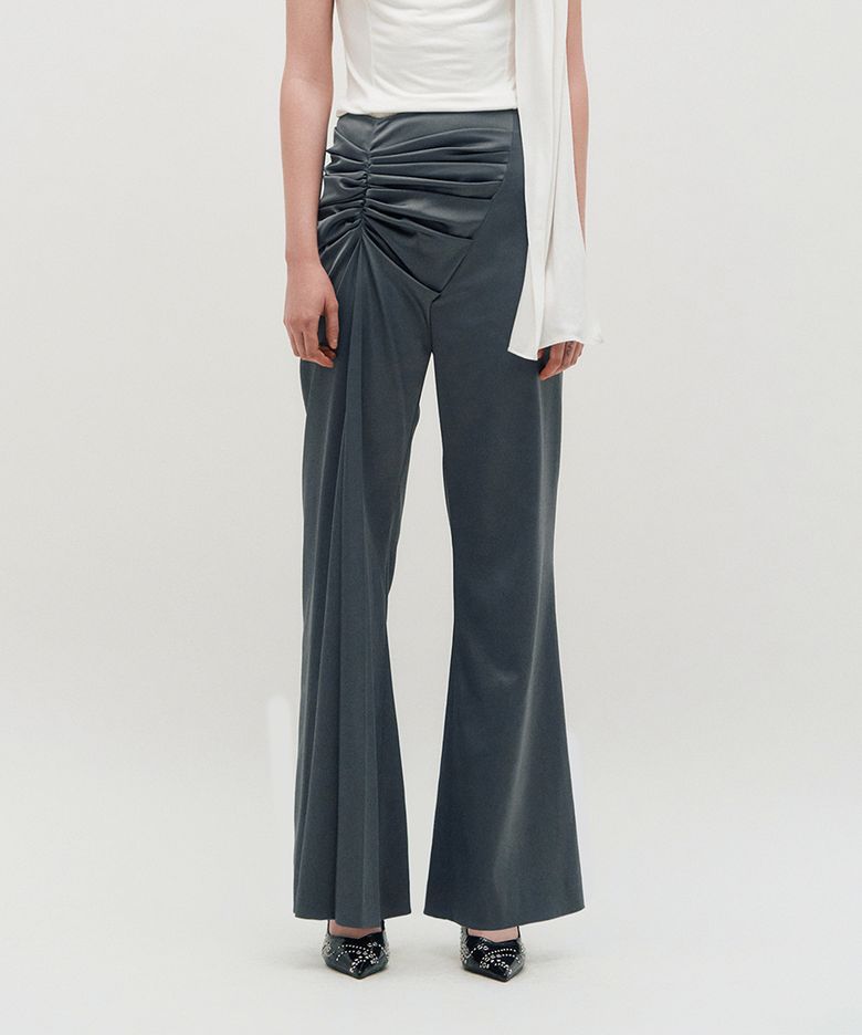 Satin Draped Trousers _ GREY