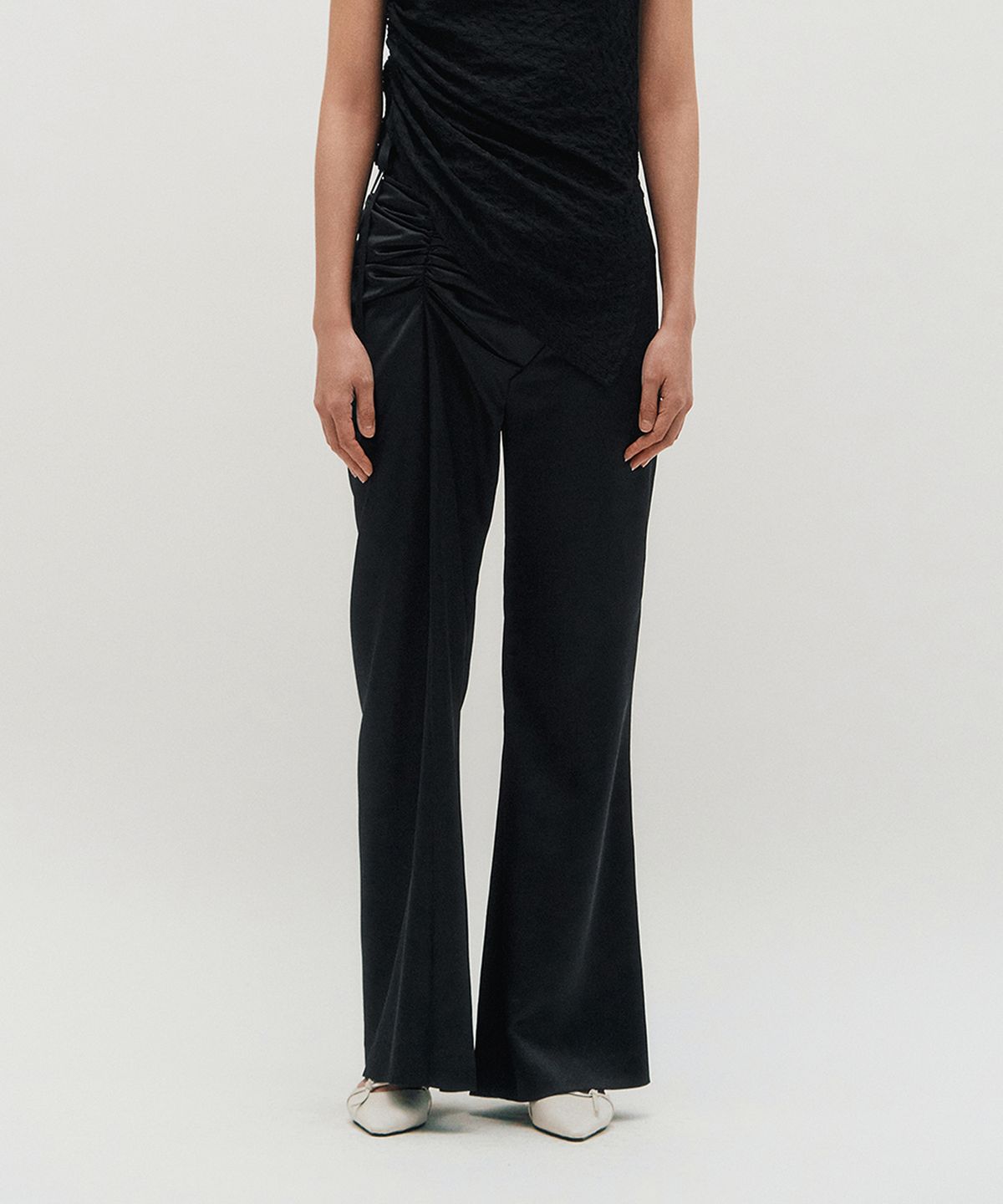 킴지수(KIMZISU) Satin Draped Trousers _ BLACK