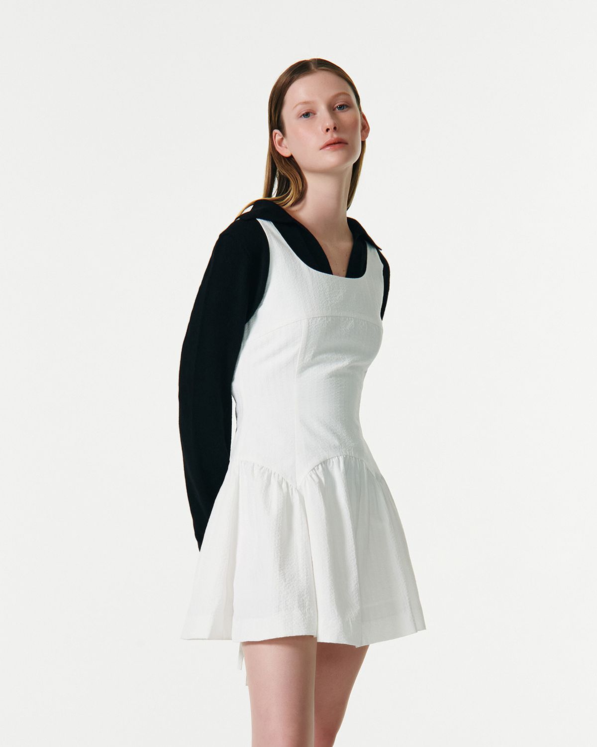 커렌트(CURRENT) RIBBON STRAP SLEEVELESS DRESS [WHITE]