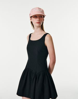 RIBBON STRAP SLEEVELESS DRESS [BLACK]