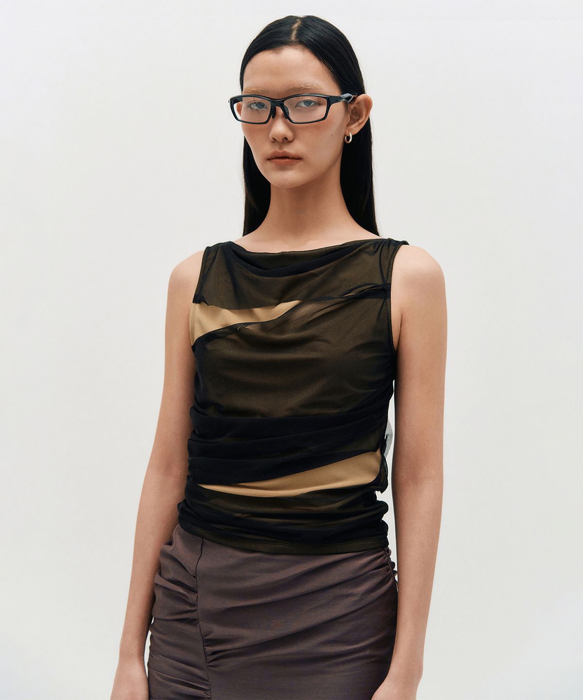 킴지수(KIMZISU) Mesh Layered Sleeveless _ BLACK