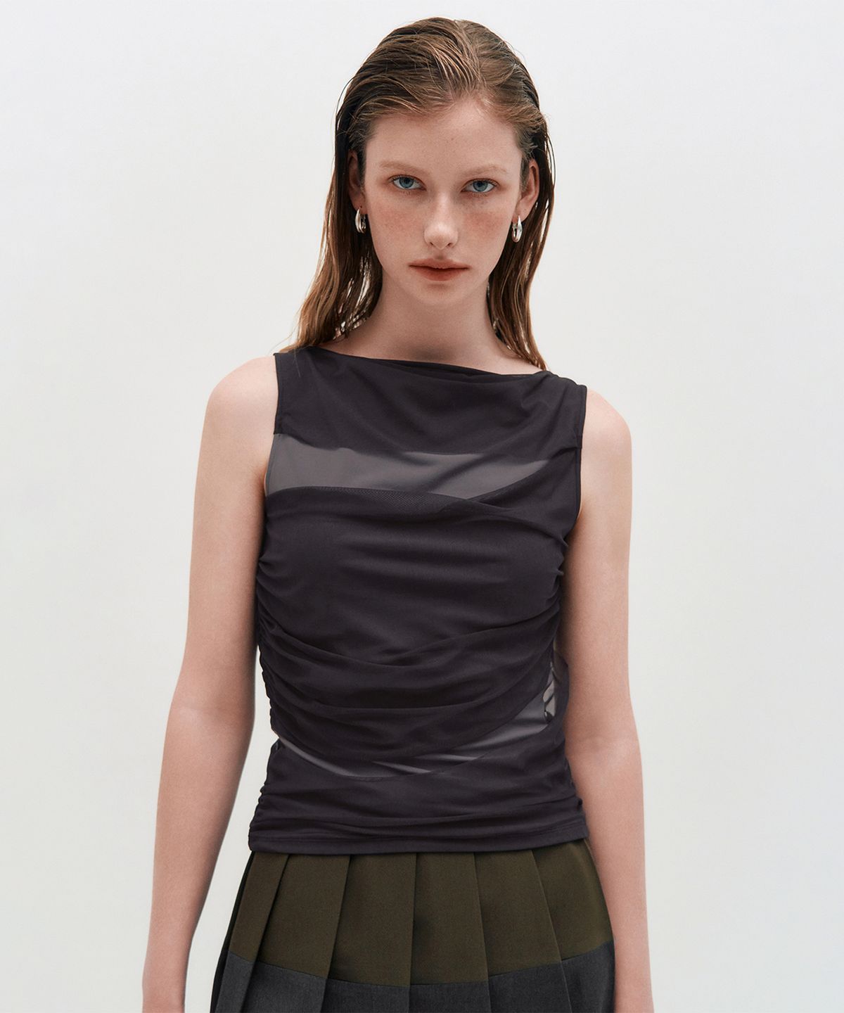 킴지수(KIMZISU) Mesh Layered Sleeveless _ GREY