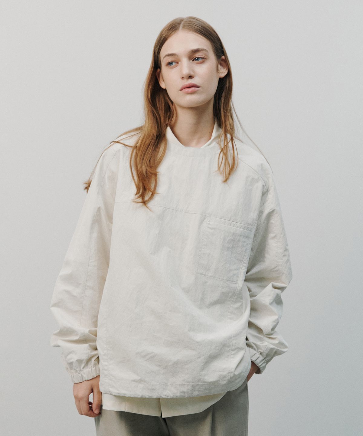 르엠토(L'EMTO) NYLON CREW NECK SWEAT SHIRT_IVORY