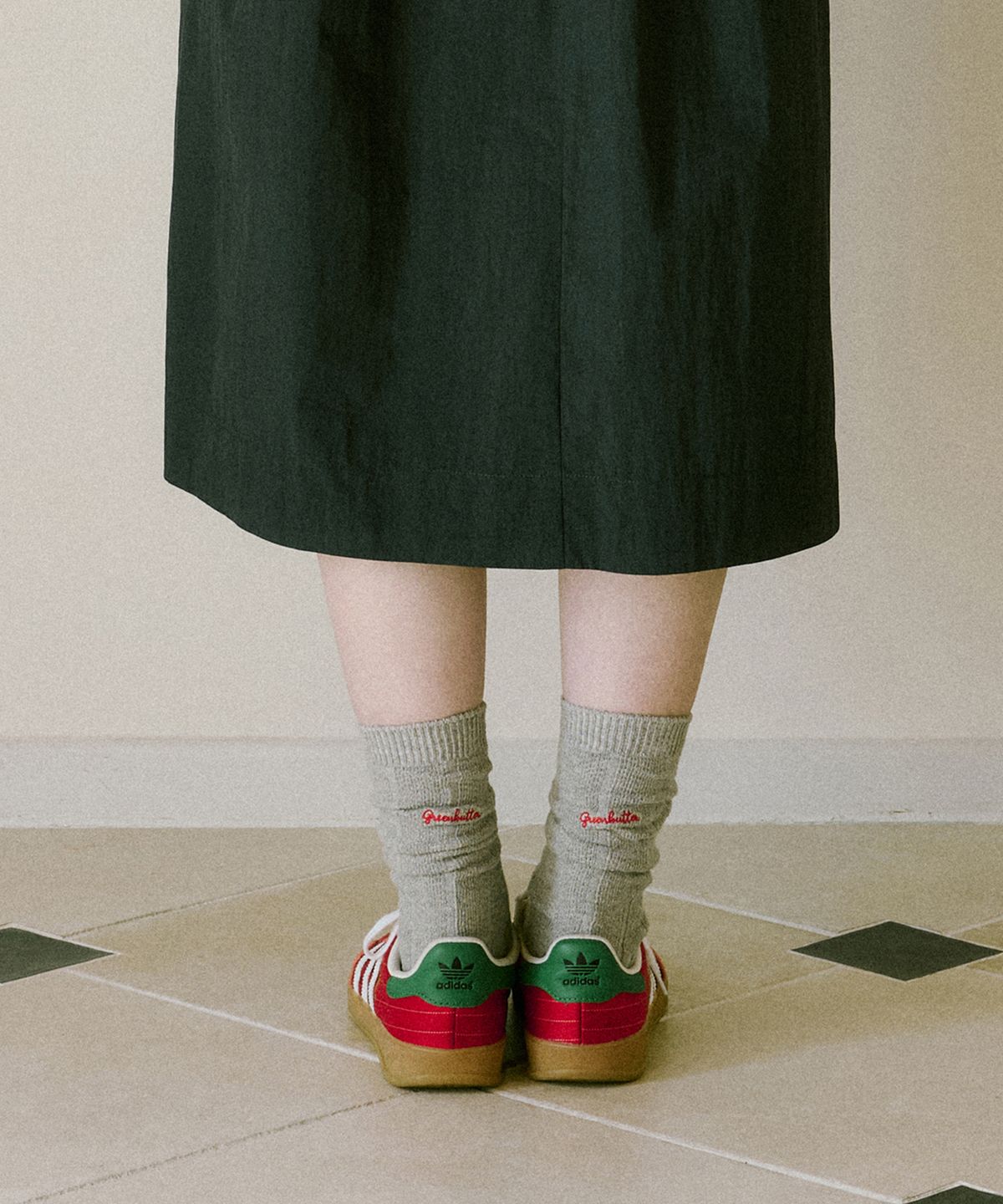 그린버터(GREENBUTTER) Net stripe Socks (Melange)