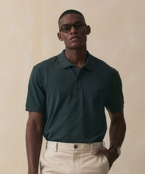 로고 코튼 피케 폴로셔츠 (다크그린) (BBNTMO201AJFM)