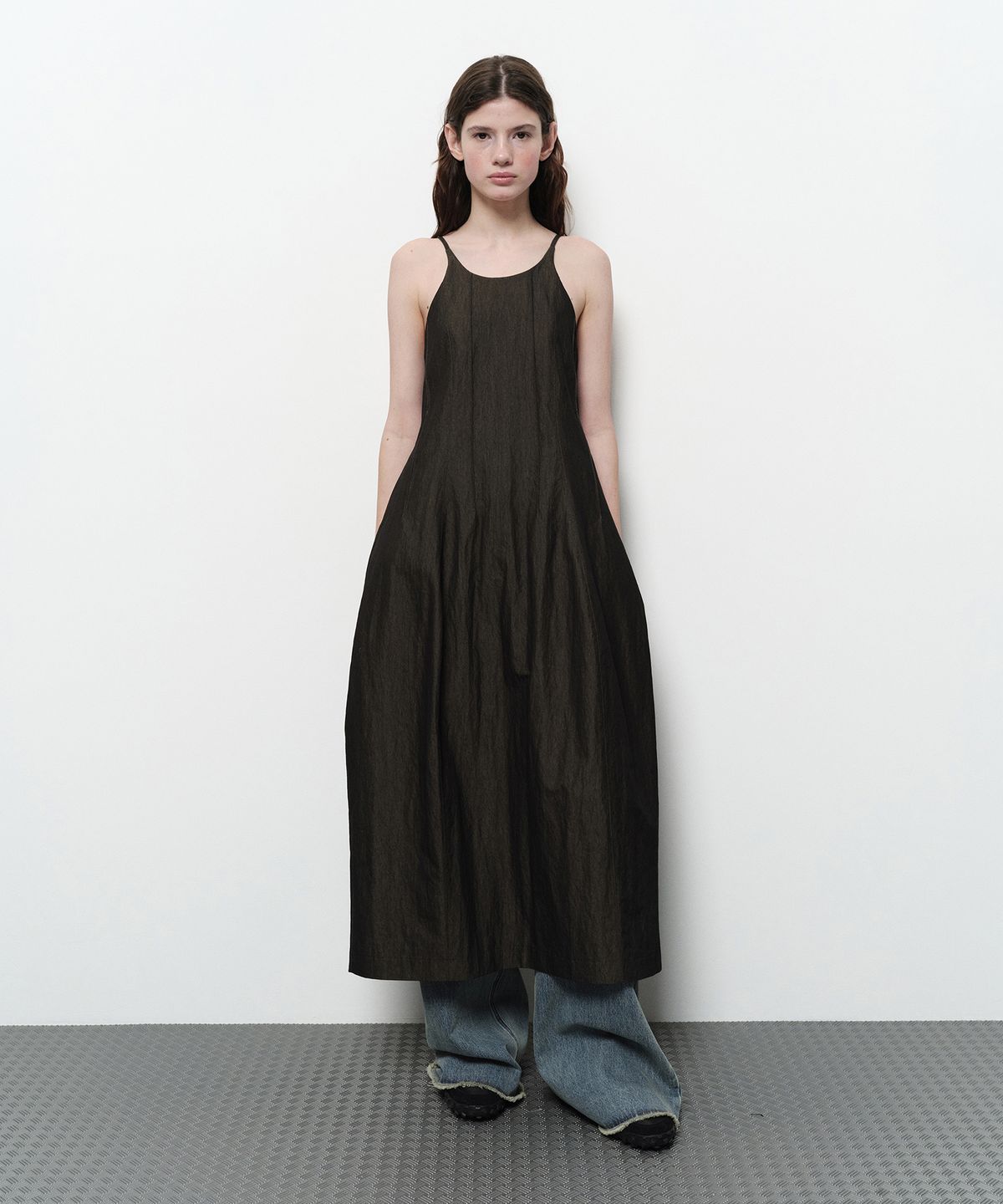 다이애그널(DIAGONAL) HALTERNECK LONG DRESS (charcoal)