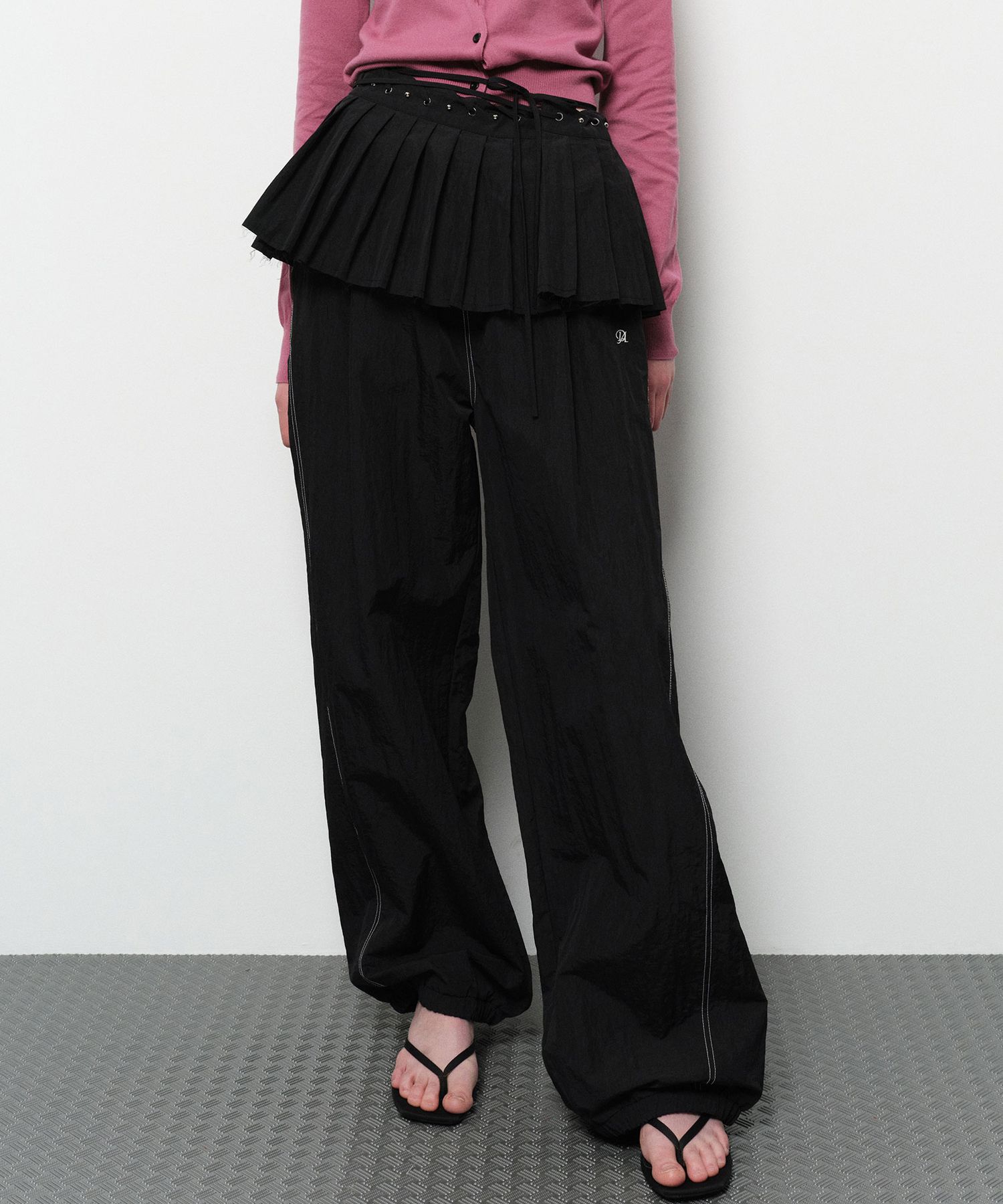 ★ DIAGONAL★ PLEATS WRAP SKIRT black DA251SK02BK MUSINSA | DIAGONAL PLEATS WRAP SKIRT (black)