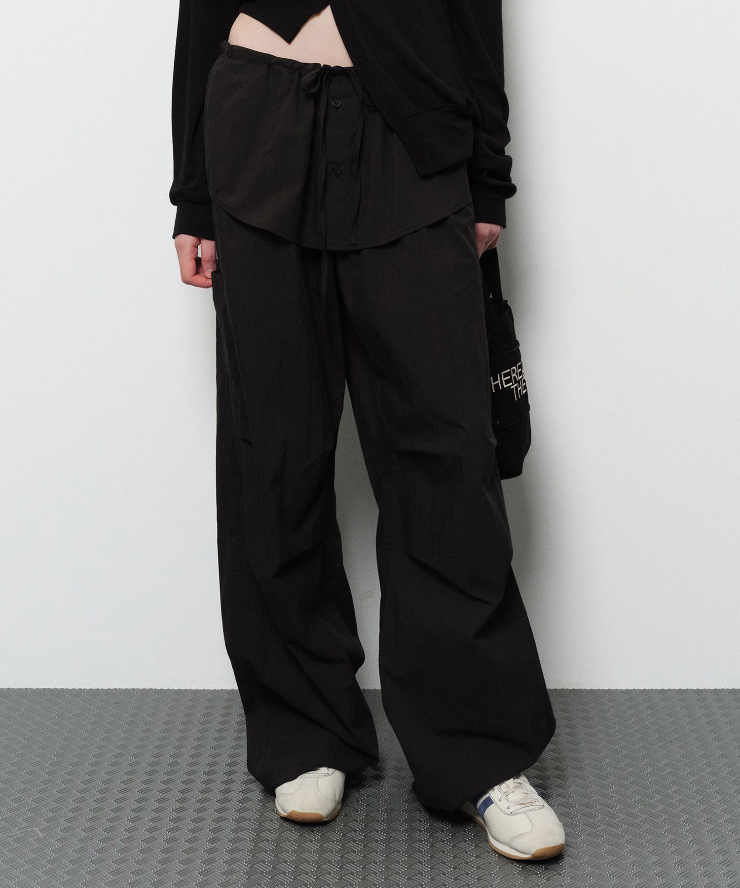 【新品未使用】m.u RIB Layered PANTS　BLACK MUSINSA | DIAGONAL LAYERED CARGO PANTS (black)