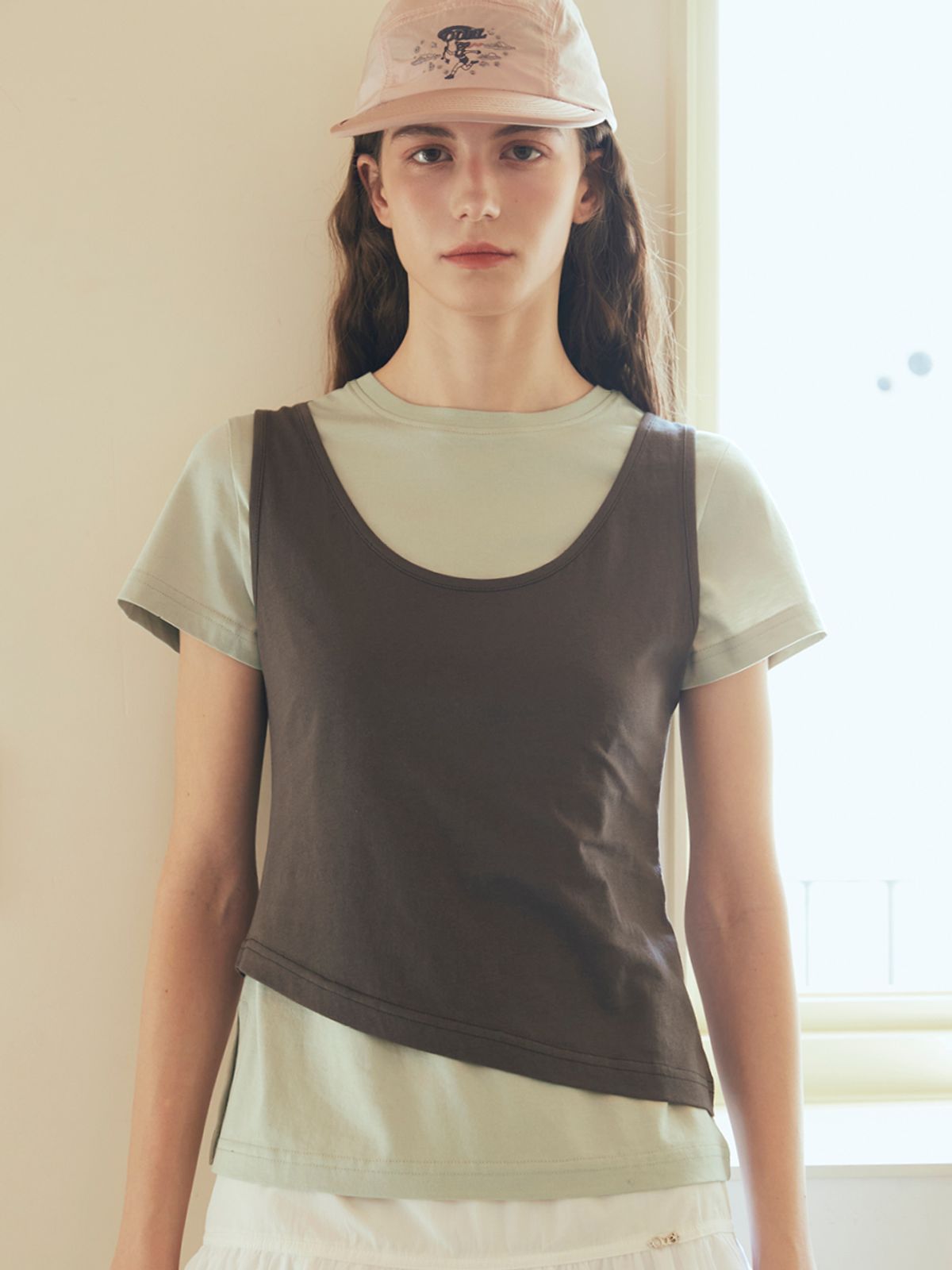 오앨(OUEL) SLEEVELESS JERSEY TOP_WARM GREY