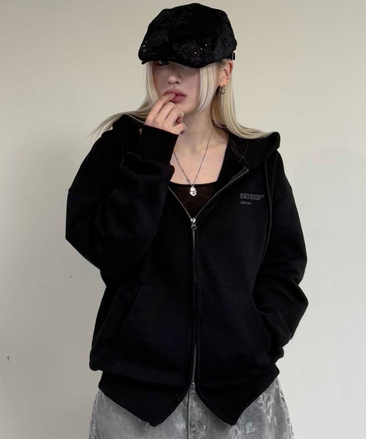 더마일(THEMILE) Surffers Hooded Zip-up [BLACK]