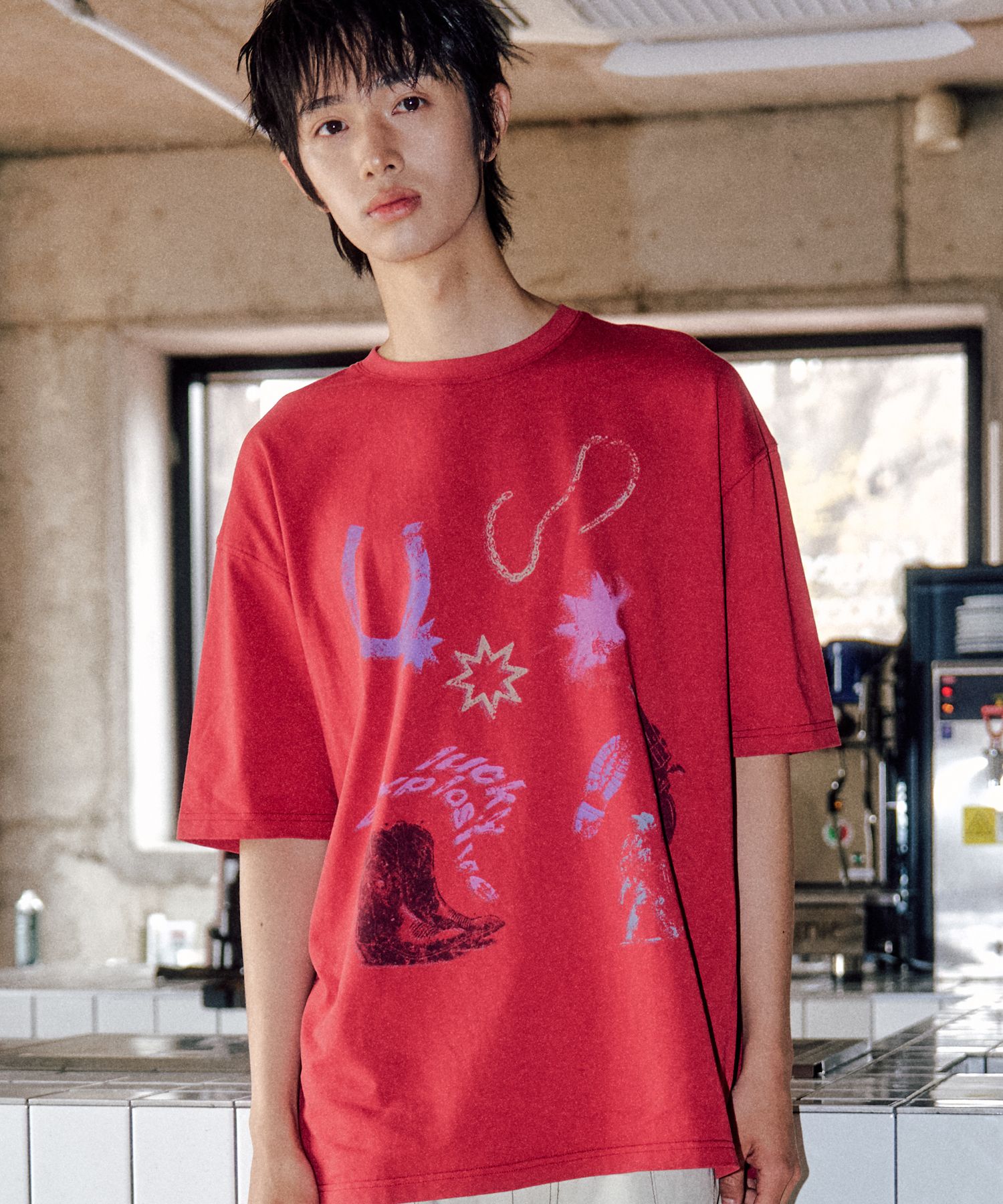 XTONZのXTT143 Sequence Unbalanced T-Shirt 全3色 MUSINSA | XTONZ XTT143 Sequence Unbalanced T-Shirt (RED)