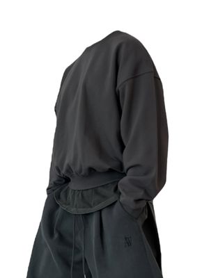 오버 숄더 오버핏 맨투맨 (다크그레이)