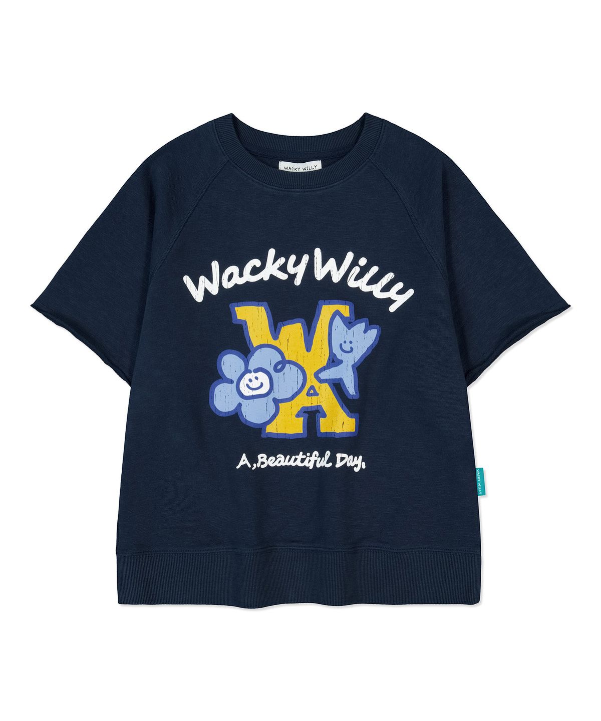 와키윌리(WACKY WILLY) 우먼스 키키 앤 릴리 스웻 반팔티셔츠 다크네이비