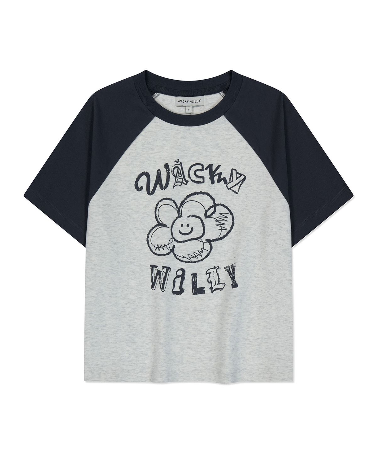 와키윌리(WACKY WILLY) 우먼스 릴리 그래픽 레글런 크롭 반팔티셔츠 오트밀